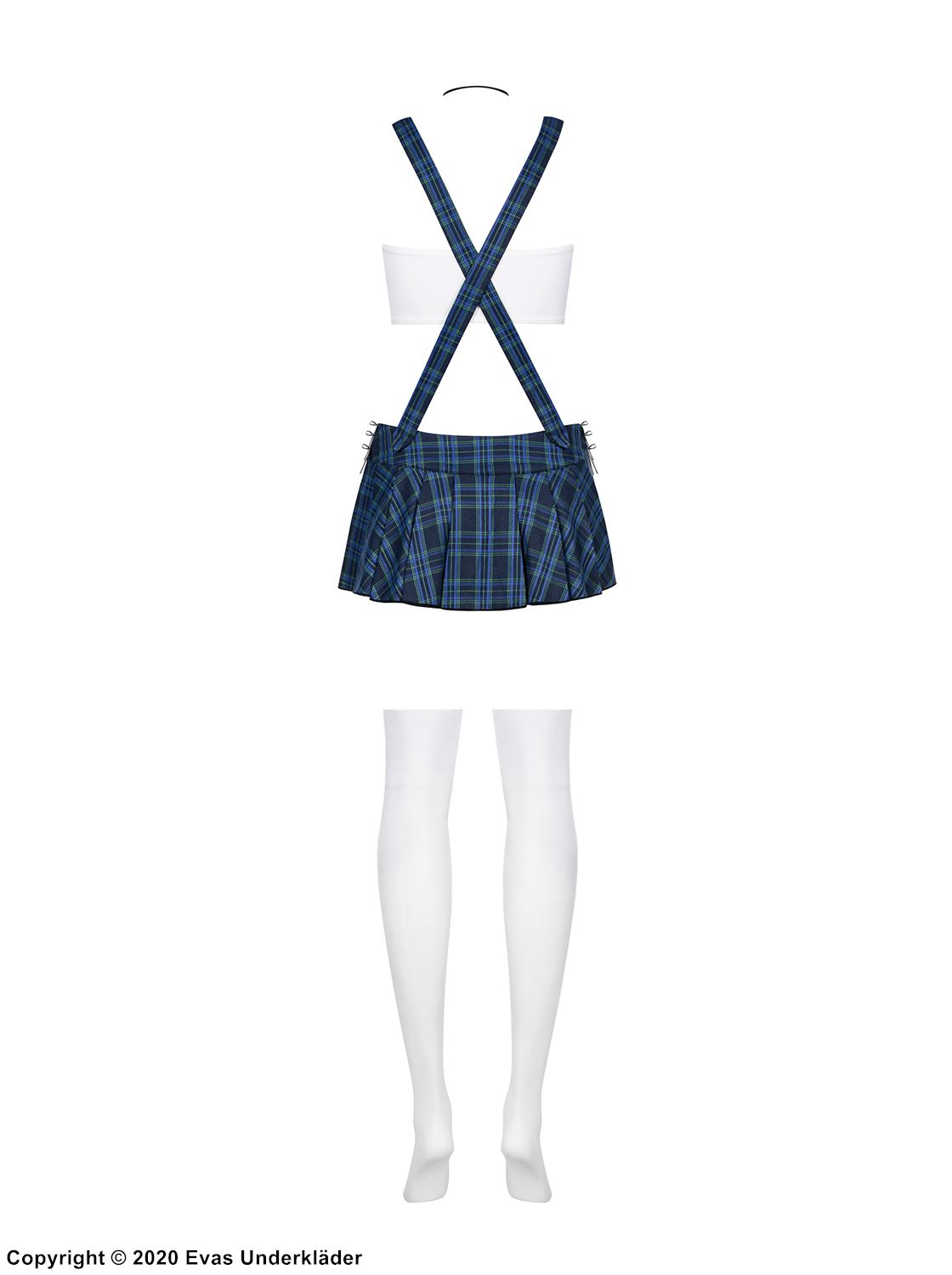 Schoolgirl, top and skirt costume, lacing, necktie, scott-checkered pattern
